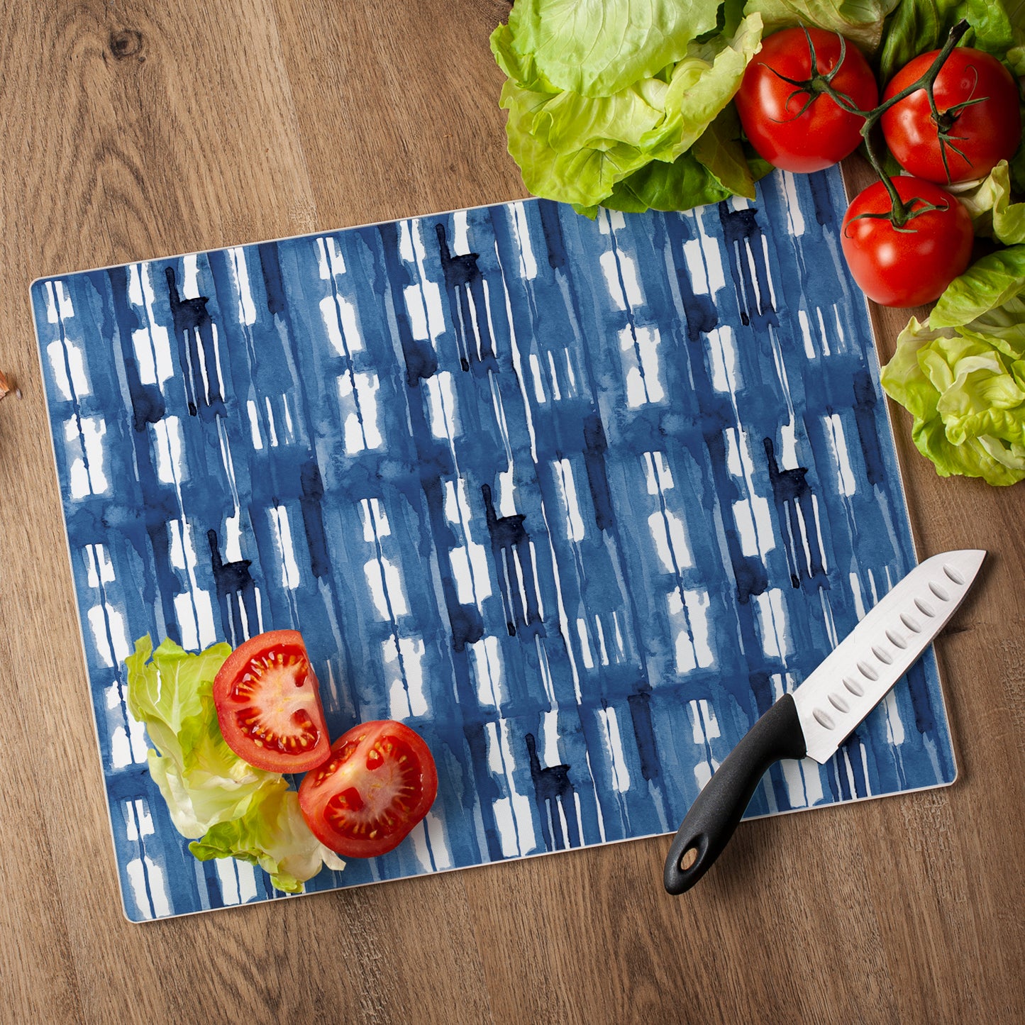 CounterArt Indigo Lines 3mm Tempered Glass Cutting Board 15” x 12” Manufactured in the USA