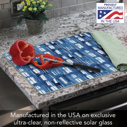 CounterArt Indigo Lines 3mm Tempered Glass Cutting Board 15” x 12” Manufactured in the USA