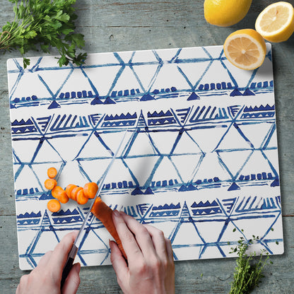 CounterArt Open Triangles 3mm Tempered Glass Cutting Board 15” x 12” Manufactured in the USA