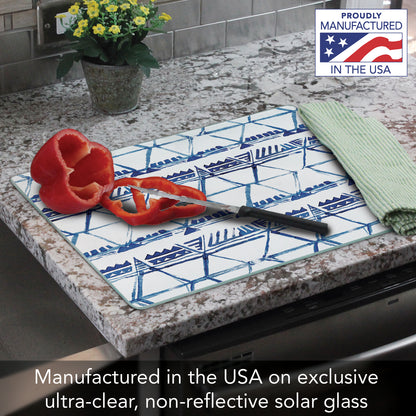 CounterArt Open Triangles 3mm Tempered Glass Cutting Board 15” x 12” Manufactured in the USA