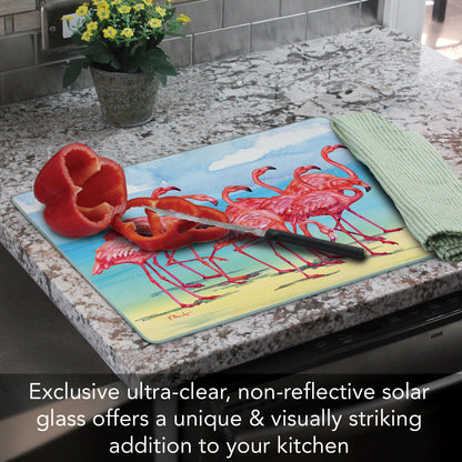 CounterArt Flamingo Horizon 3mm Tempered Glass Cutting Board 15" x 12"