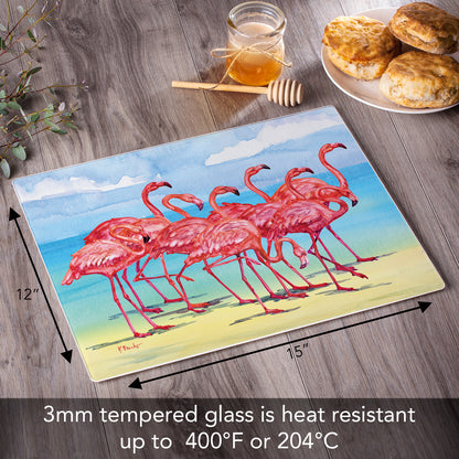 CounterArt Flamingo Horizon 3mm Tempered Glass Cutting Board 15" x 12"