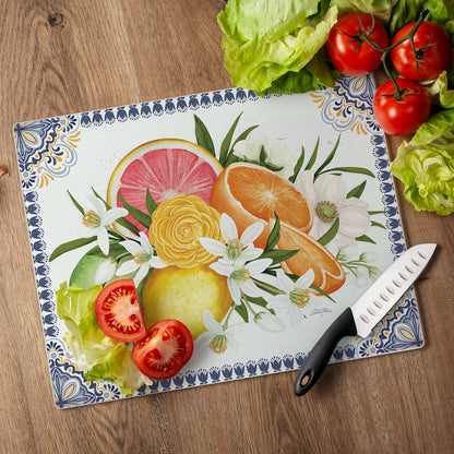 CounterArt Mediterranean Citrus 3mm Tempered Glass Cutting Boards Manufactured in the USA