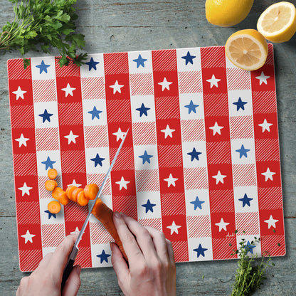 CounterArt Patriotic Picnic 3mm Tempered Glass Cutting Board 15” x 12” Manufactured in the USA