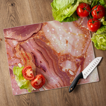 CounterArt Blush Marble Print 3mm Tempered Glass Cutting Board 15” x 12” Manufactured in the USA