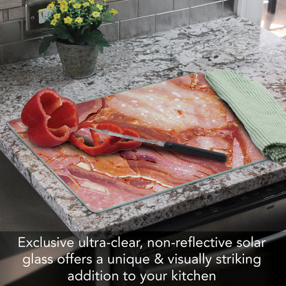 CounterArt Blush Marble Print 3mm Tempered Glass Cutting Board 15” x 12” Manufactured in the USA