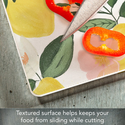 CounterArt Lemons on the Vine 3mm Tempered Glass Cutting Board 15" x 12" Manufactured in the USA
