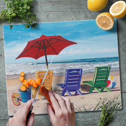 CounterArt Beachy Keen 3mm Tempered Glass Cutting Boards 12" x 15"