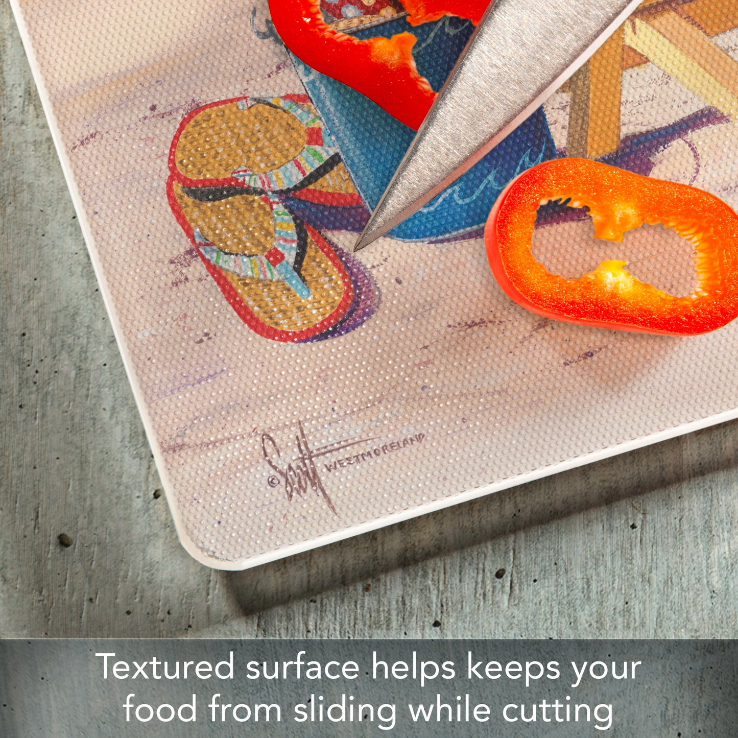 CounterArt Beachy Keen 3mm Tempered Glass Cutting Boards 12" x 15"