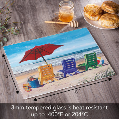 CounterArt Beachy Keen 3mm Tempered Glass Cutting Boards 12" x 15"