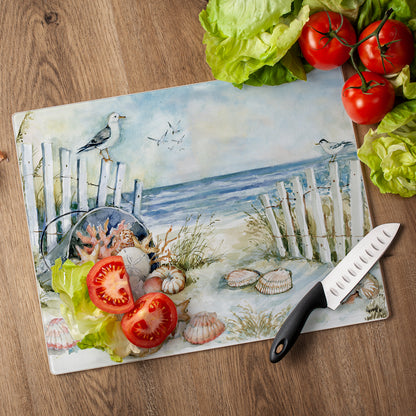 CounterArt Coastal Sanctuary 3mm Tempered Glass Cutting Boards 12" x 15" Manufactured in the USA