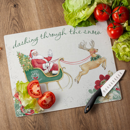 CounterArt Holiday Traditions 3mm Tempered Glass Cutting Board 15” x 12” Manufactured in the USA