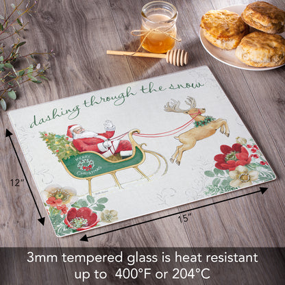 CounterArt Holiday Traditions 3mm Tempered Glass Cutting Board 15” x 12” Manufactured in the USA