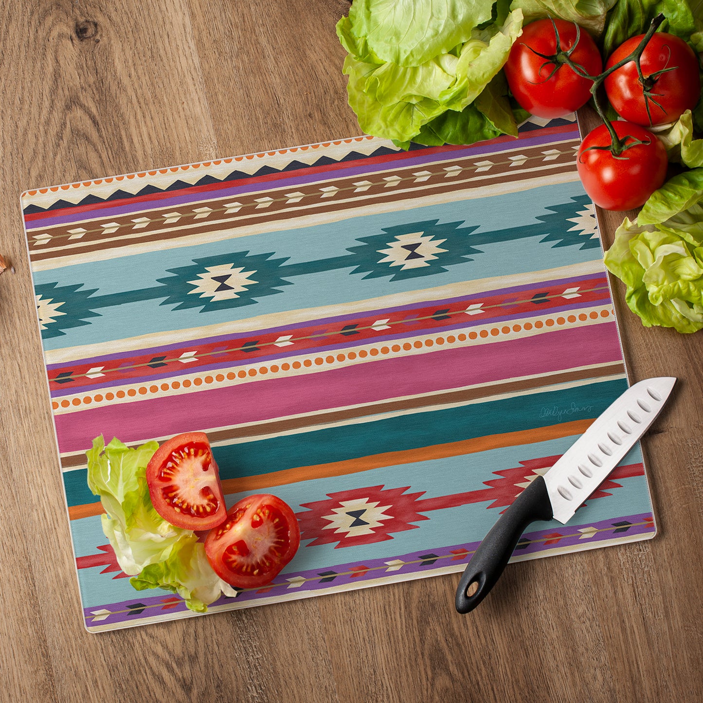 CounterArt Southwest Craze 3mm Tempered Glass Cutting Board 15” x 12” Manufactured in the USA