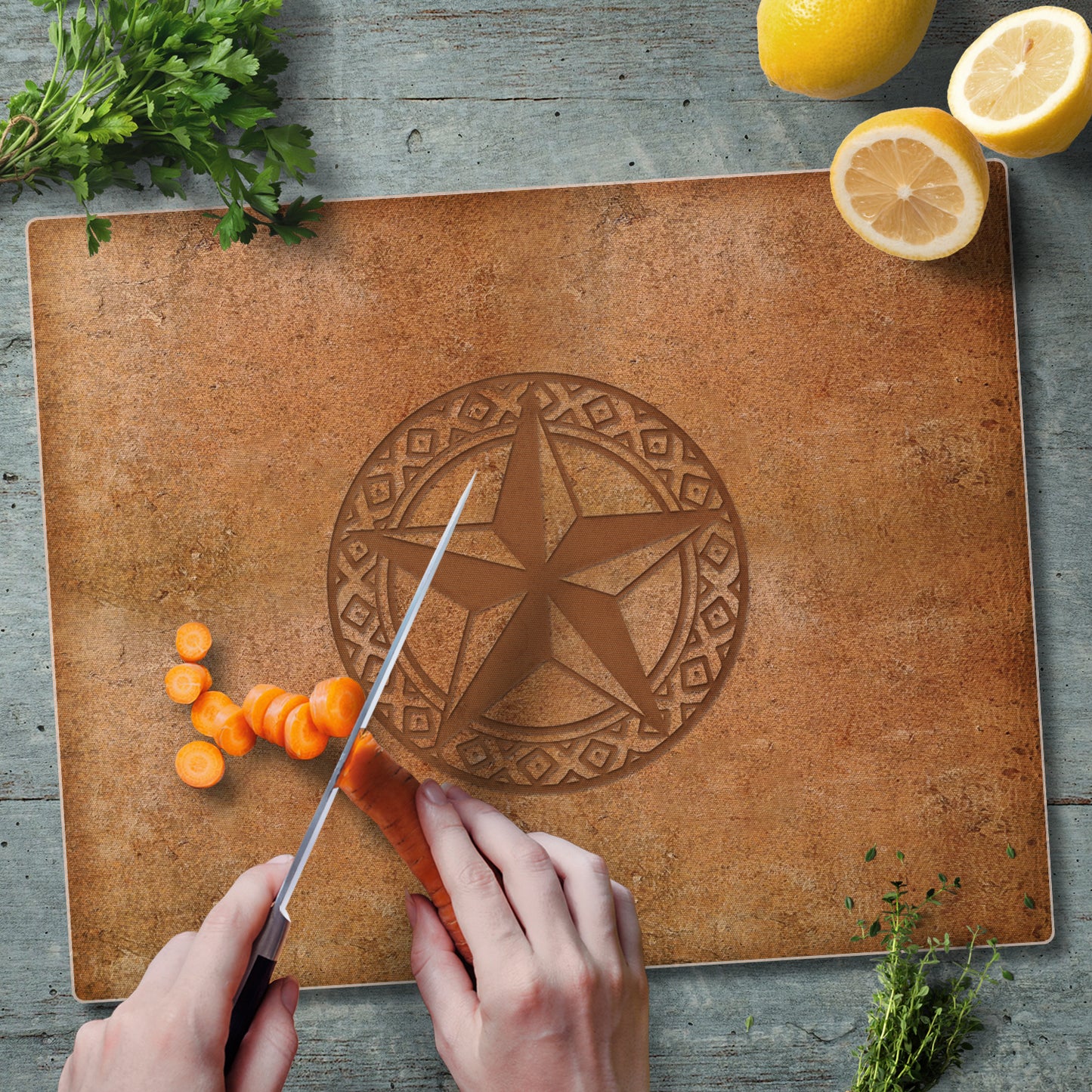 CounterArt Leather Lonestar 3mm Tempered Glass Cutting Board 15" x 12" Manufactured in the USA