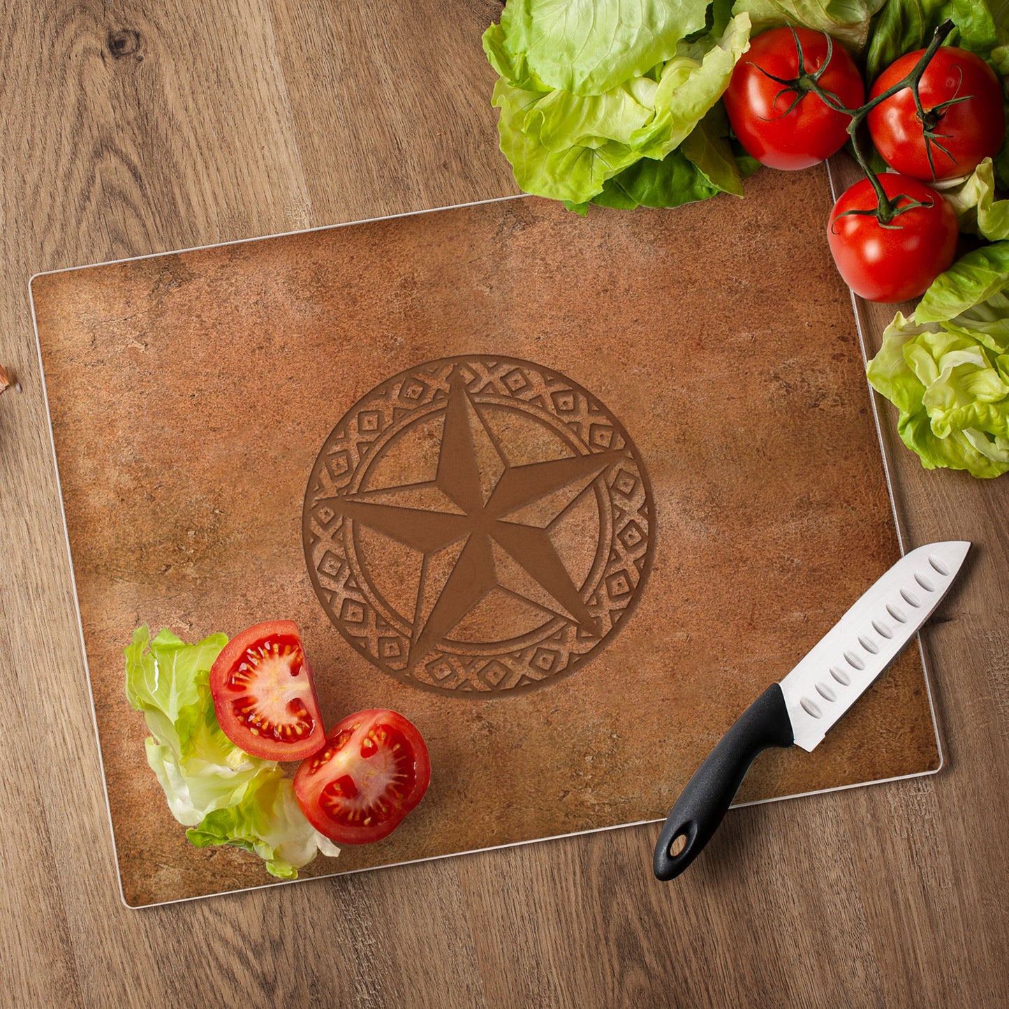 CounterArt Leather Lonestar 3mm Tempered Glass Cutting Board 15" x 12" Manufactured in the USA