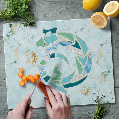 CounterArt Marble Gecko 3mm Tempered Glass Cutting Board 15” x 12” Manufactured in the USA