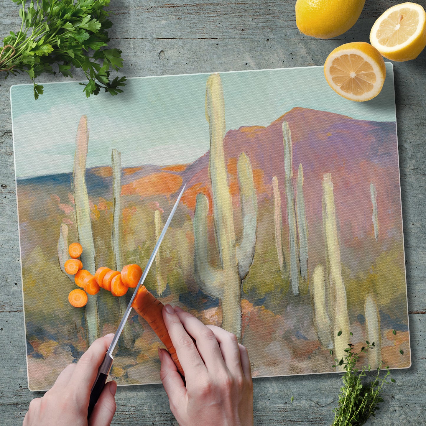 CounterArt High Desert 3mm Tempered Glass Cutting Board 15" x 12" Manufactured in the USA