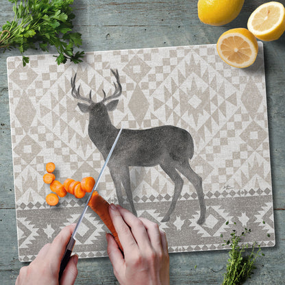 CounterArt Deer Lodge 3mm Tempered Glass Cutting Board 15" x 12" Manufactured in the USA