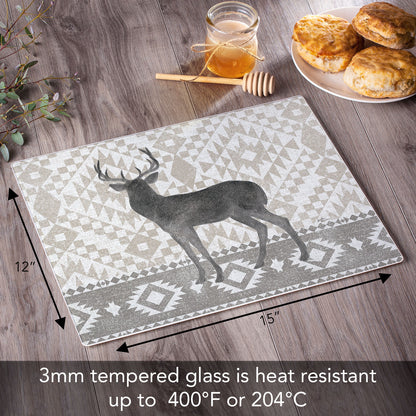 CounterArt Deer Lodge 3mm Tempered Glass Cutting Board 15" x 12" Manufactured in the USA