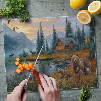 CounterArt Wilderness Retreat 3mm Tempered Glass Cutting Board 15" x 12" Manufactured in the USA