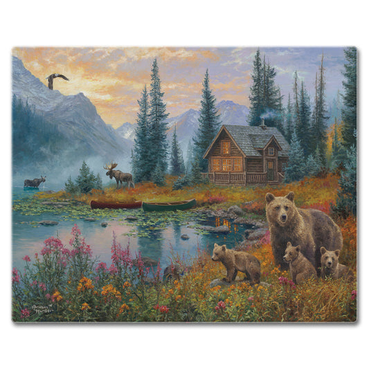 CounterArt Wilderness Retreat 3mm Tempered Glass Cutting Board 15" x 12" Manufactured in the USA
