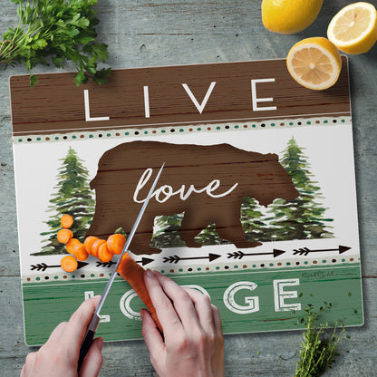 CounterArt Live Love Lodge 3mm Tempered Glass Cutting Board 15" x 12" Manufactured in the USA