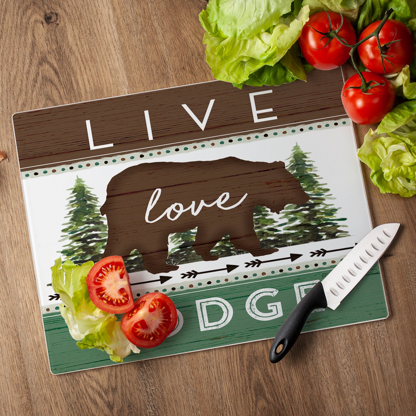 CounterArt Live Love Lodge 3mm Tempered Glass Cutting Board 15" x 12" Manufactured in the USA
