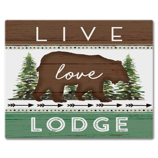 CounterArt Live Love Lodge 3mm Tempered Glass Cutting Board 15" x 12" Manufactured in the USA