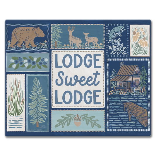 CounterArt Lodge Sweet Lodge 3mm Tempered Glass Cutting Board 15" x 12" Manufactured in the USA