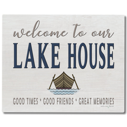 Lake House Welcome 3mm Tempered Glass Cutting Board 15" x 12"