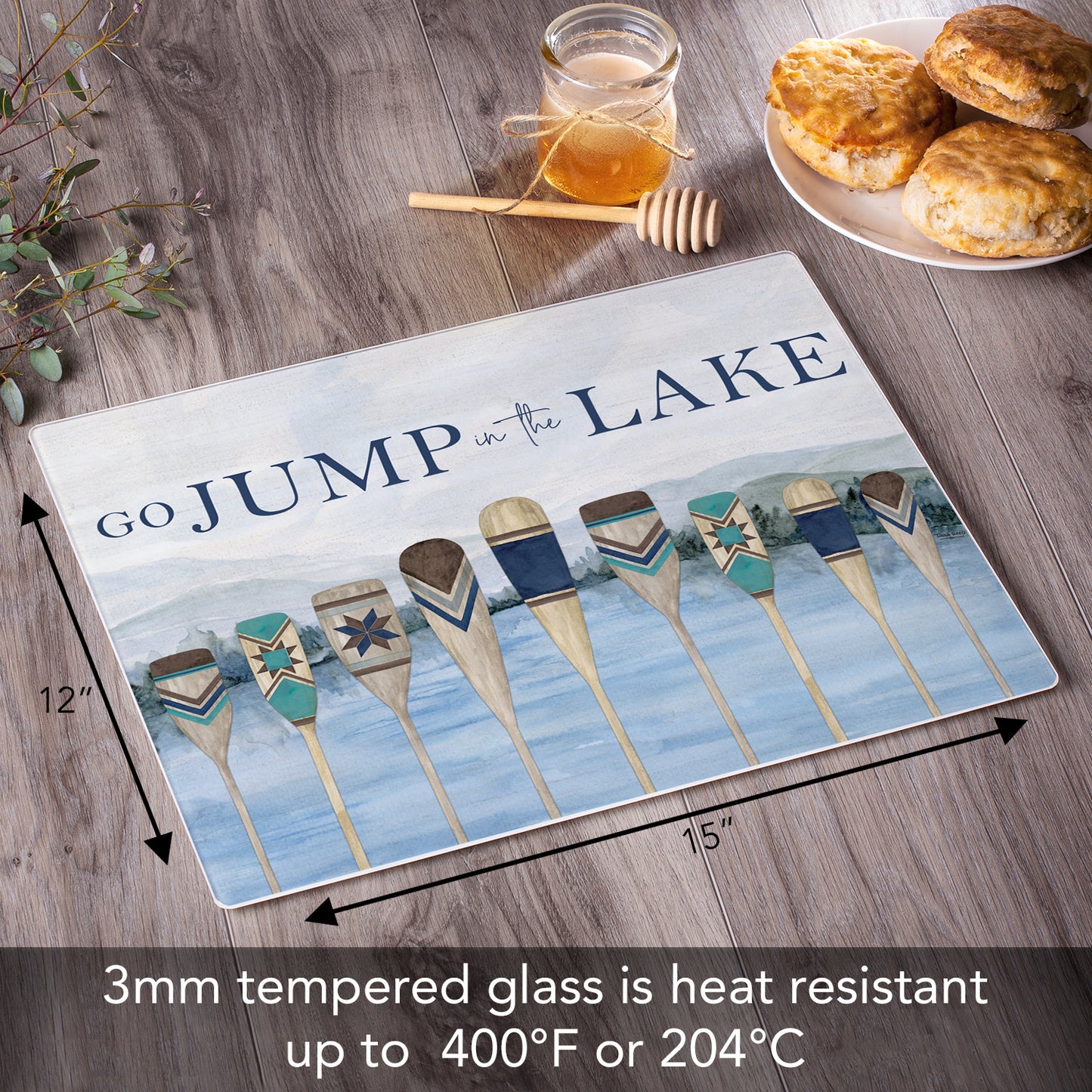 Jump in the Lake 3mm Tempered Glass Cutting Board 15" x 12"