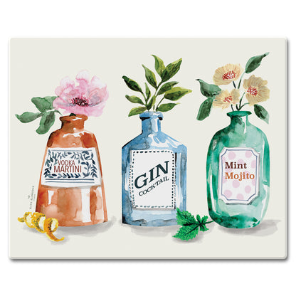 CounterArt Trendy Cocktails 3mm Tempered Glass Cutting Board 15" x 12"
