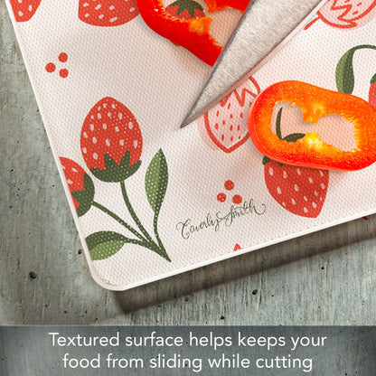 CounterArt Tooty Fruity 3mm Tempered Glass Cutting Board 15" x 12"