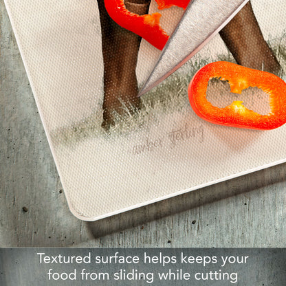 CounterArt Cow Landscape 3mm Tempered Glass Cutting Board 15" x 12"