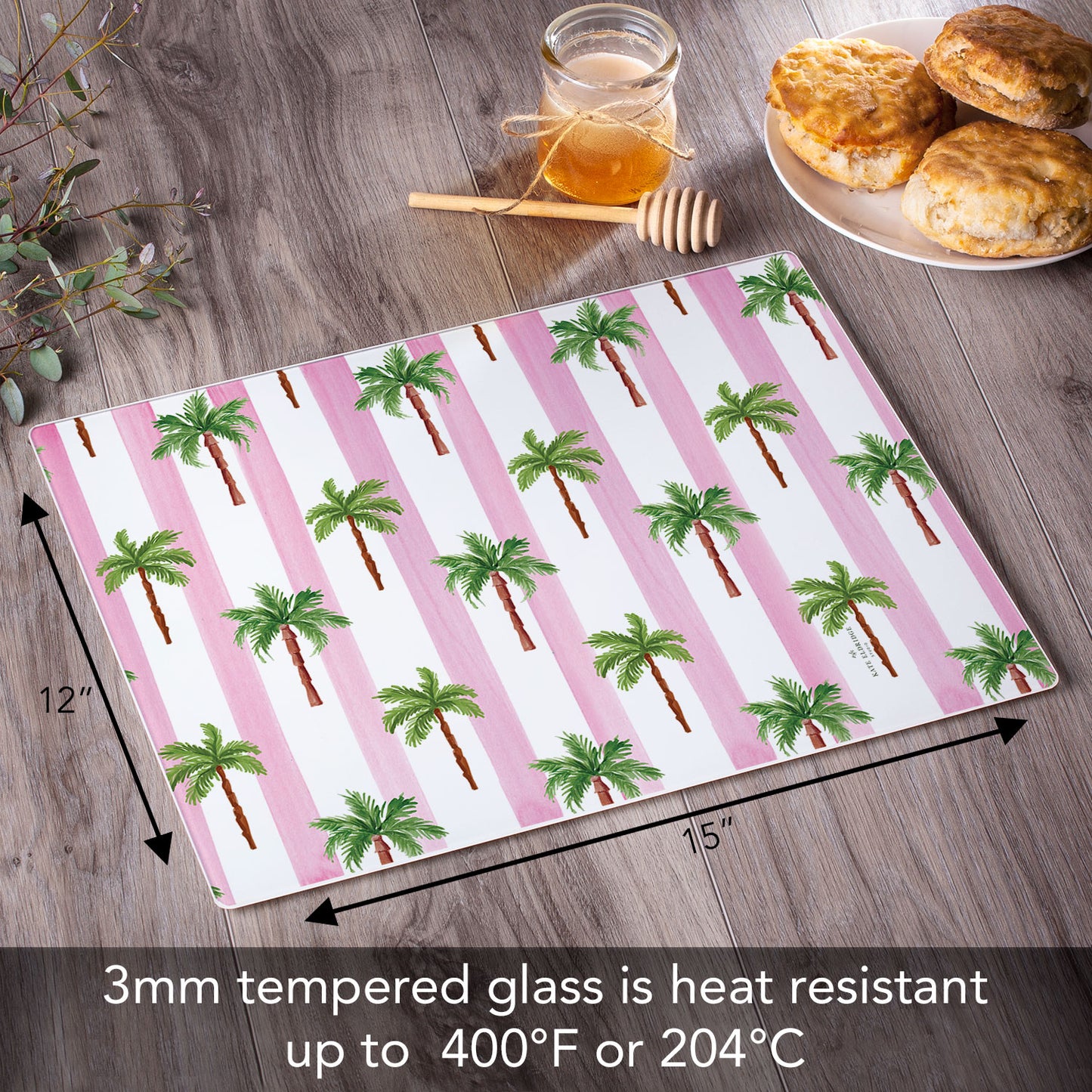 CounterArt Palm Beach 3mm Tempered Glass Cutting Board 15" x 12"