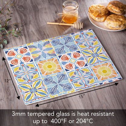 CounterArt Suncoast Tile 3mm Tempered Glass Cutting Board 15" x 12"