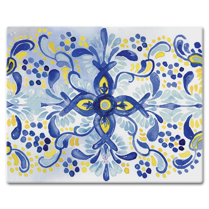 CounterArt Portugal Tile 3mm Tempered Glass Cutting Board 15" x 12"