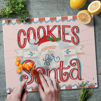 Cookies for Santa 3mm Tempered Glass Cutting Board 15" x 12"
