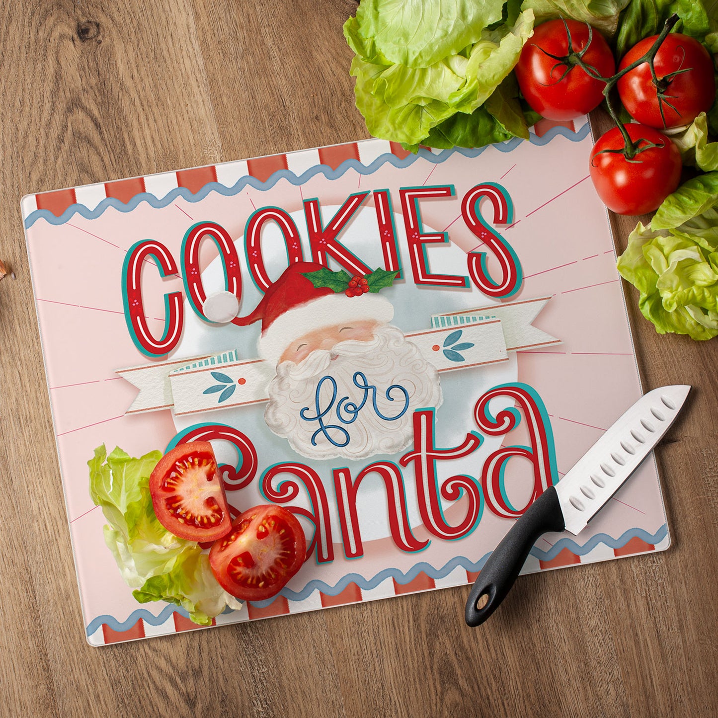 Cookies for Santa 3mm Tempered Glass Cutting Board 15" x 12"