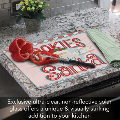 Cookies for Santa 3mm Tempered Glass Cutting Board 15" x 12"