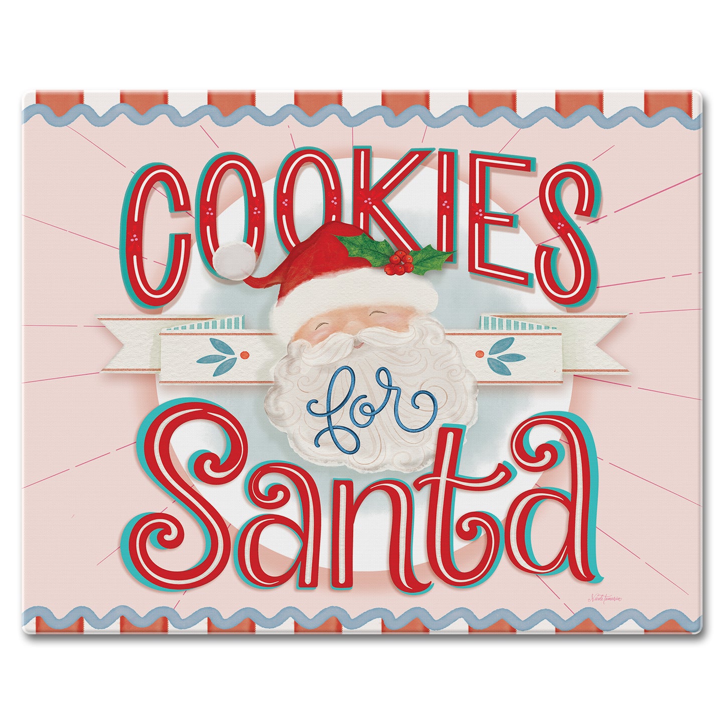 Cookies for Santa 3mm Tempered Glass Cutting Board 15" x 12"