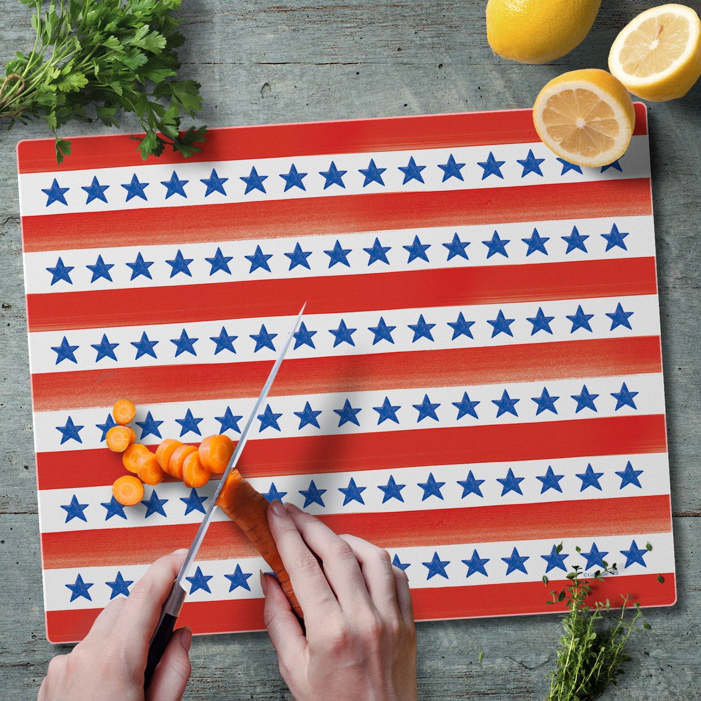 CounterArt Star Stripe 3mm Tempered Glass Cutting Board 15" x 12"