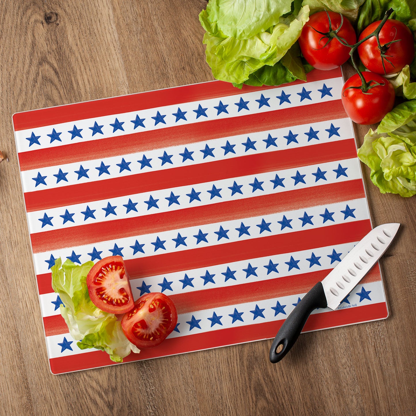 CounterArt Star Stripe 3mm Tempered Glass Cutting Board 15" x 12"