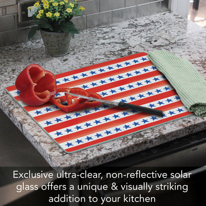CounterArt Star Stripe 3mm Tempered Glass Cutting Board 15" x 12"