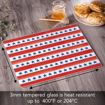 CounterArt Star Stripe 3mm Tempered Glass Cutting Board 15" x 12"