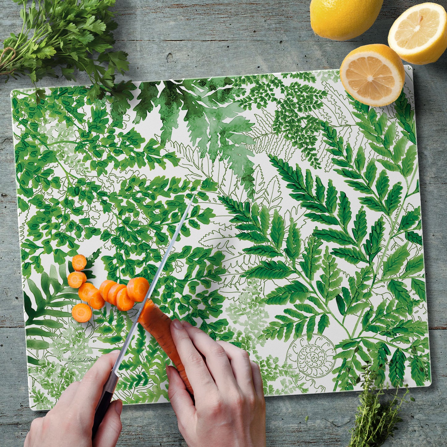 CounterArt Fernery 3mm Tempered Glass Cutting Board 15" x 12"