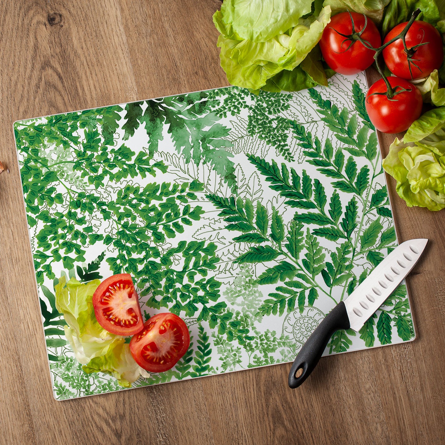 CounterArt Fernery 3mm Tempered Glass Cutting Board 15" x 12"