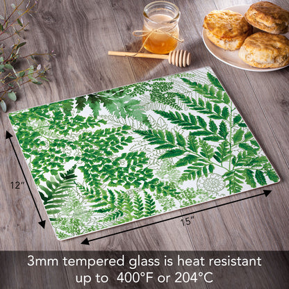 CounterArt Fernery 3mm Tempered Glass Cutting Board 15" x 12"