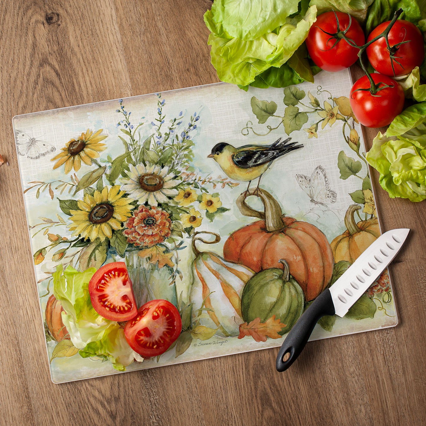 Autumn in the Air 3mm Tempered Glass Cutting Board 15" x 12"